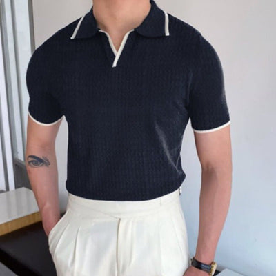 Montiqeu - V-Hals Polo Shirt voor Tijdloze Elegantie