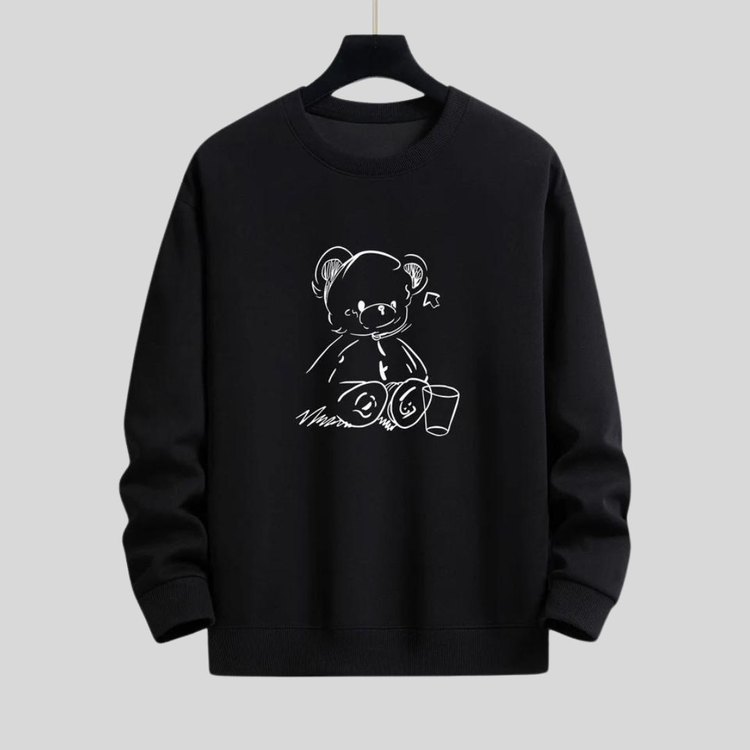 Montiqeu - Bear Print Relax Fit Sweatshirt Voor Mannen