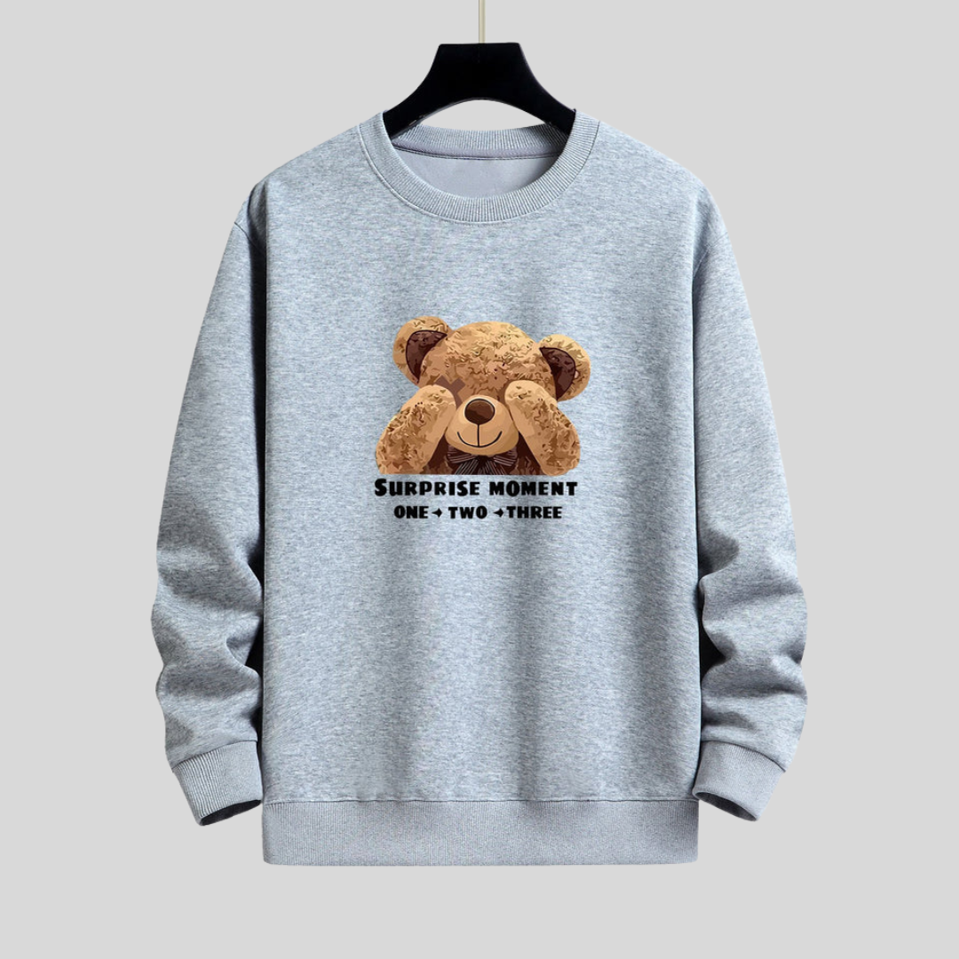 Montiqeu - Slogan Bear Slogan Print Relax Fit Sweatshirt Voor Mannen