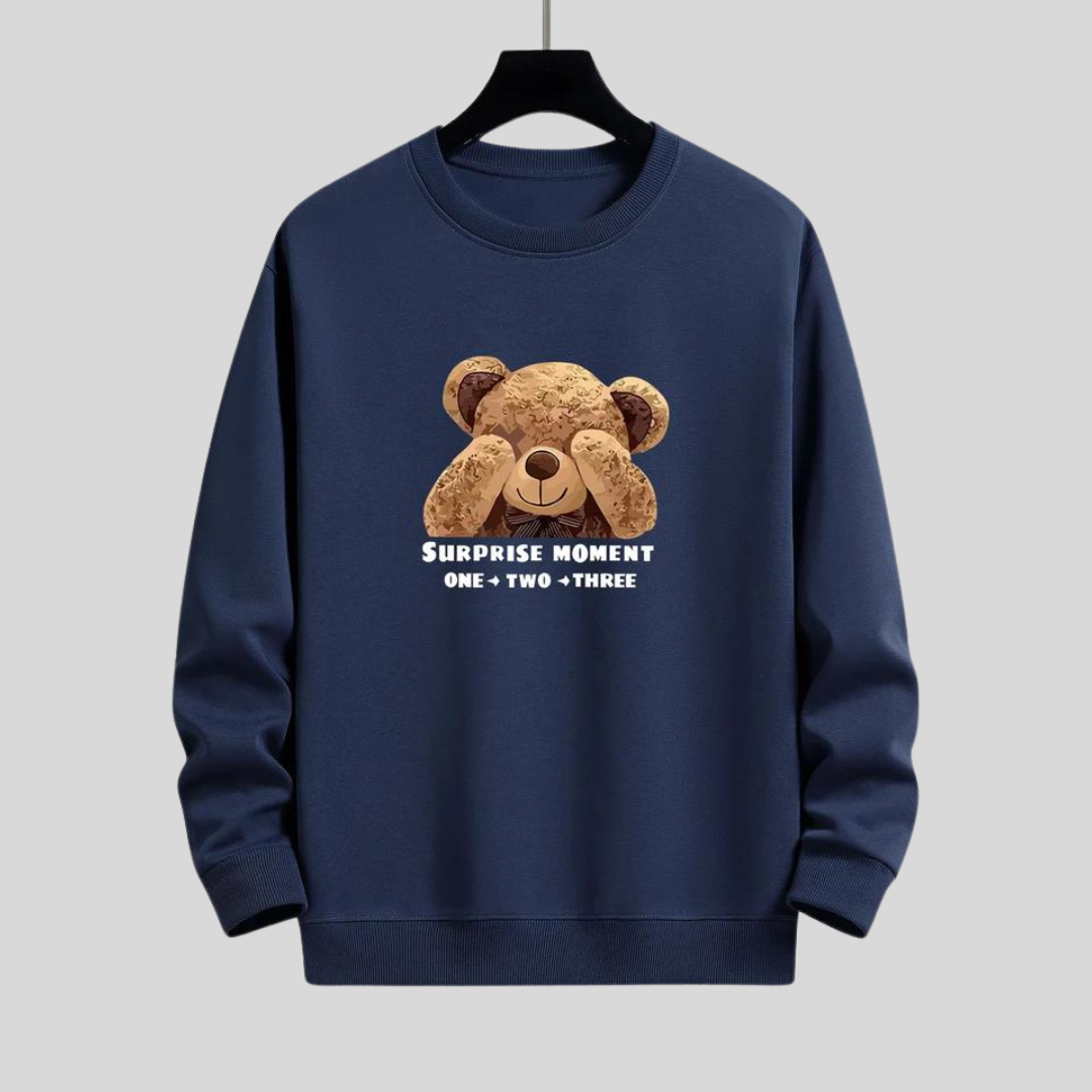 Montiqeu - Slogan Bear Slogan Print Relax Fit Sweatshirt Voor Mannen