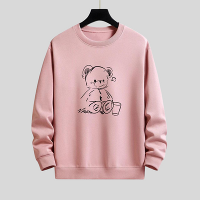 Montiqeu - Bear Print Relax Fit Sweatshirt Voor Mannen