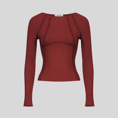 Montique - Elegante Geribbelde Longsleeve Top voor Vrouwen