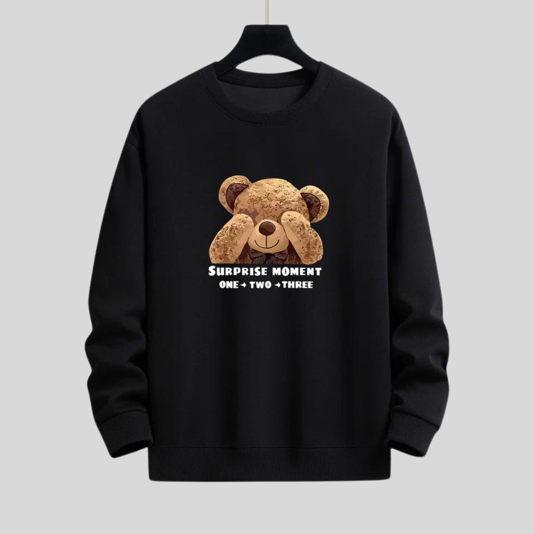 Montiqeu - Slogan Bear Slogan Print Relax Fit Sweatshirt Voor Mannen