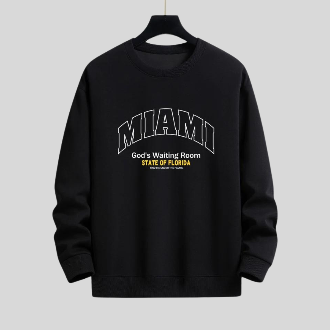 Montiqeu - Miami Slogan Print Relax Fit Sweatshirt