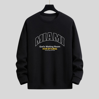 Montiqeu - Miami Slogan Print Relax Fit Sweatshirt