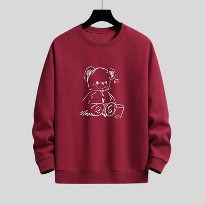 Montiqeu - Bear Print Relax Fit Sweatshirt Voor Mannen