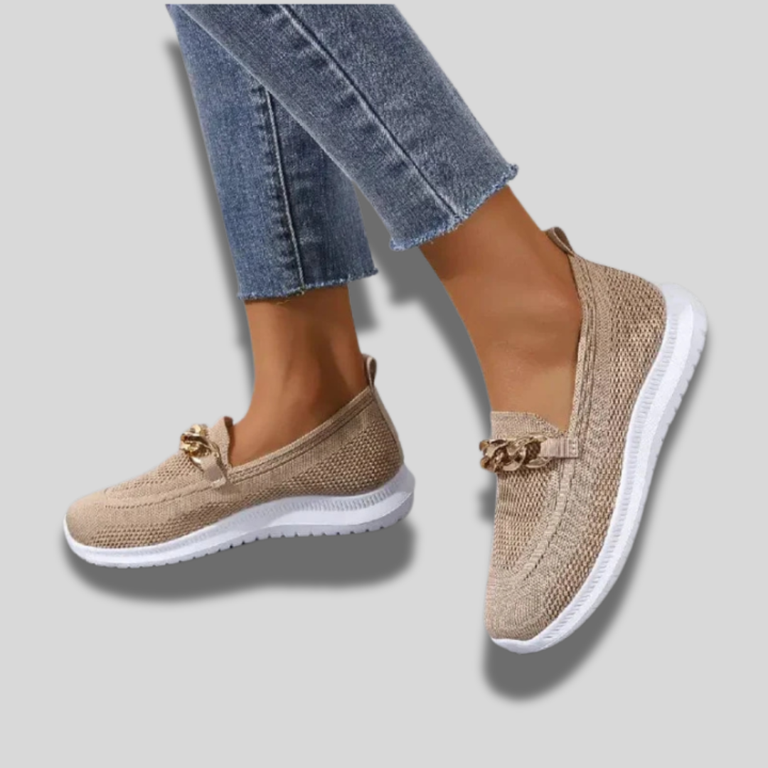 Montique - Stijlvolle orthopedische Instapsneakers met Gouden Accent voor Dames