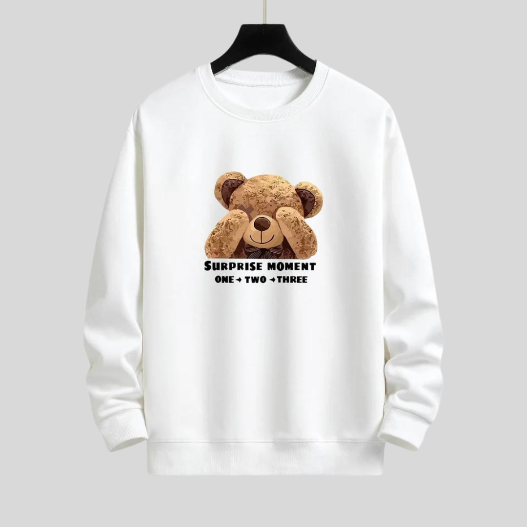 Montiqeu - Slogan Bear Slogan Print Relax Fit Sweatshirt Voor Mannen