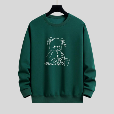 Montiqeu - Bear Print Relax Fit Sweatshirt Voor Mannen