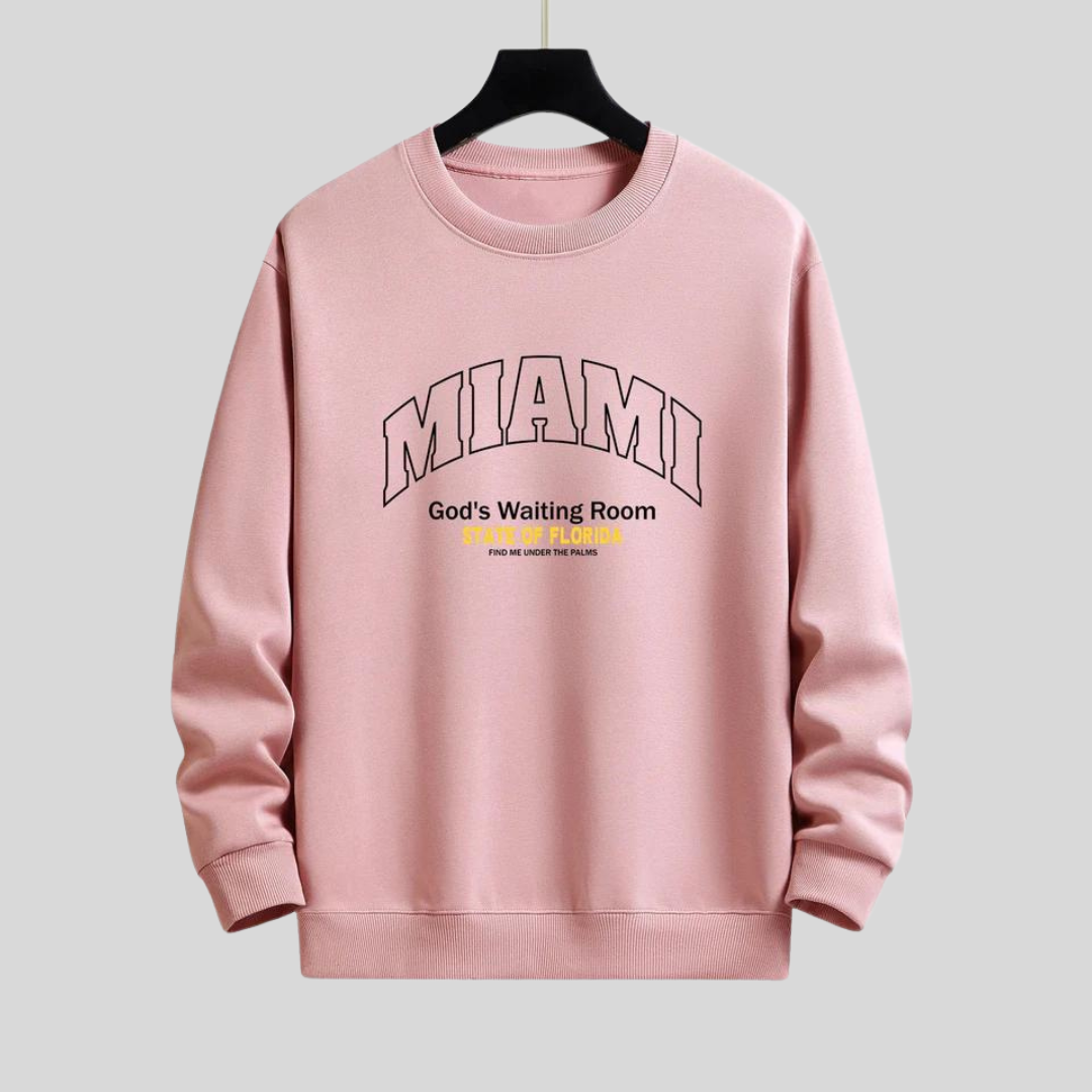 Montiqeu - Miami Slogan Print Relax Fit Sweatshirt