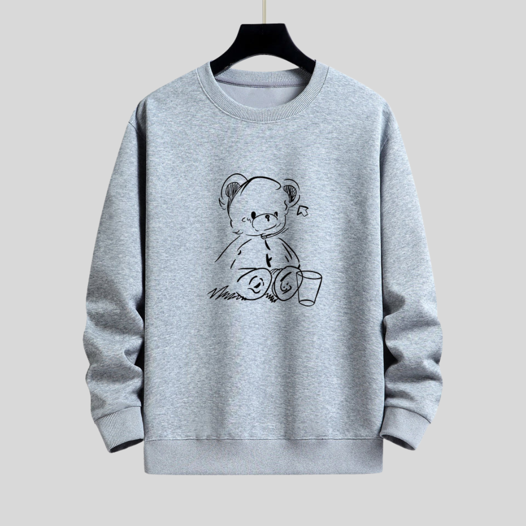 Montiqeu - Bear Print Relax Fit Sweatshirt Voor Mannen