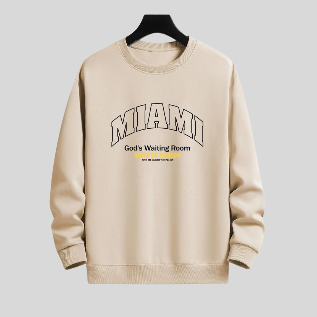 Montiqeu - Miami Slogan Print Relax Fit Sweatshirt