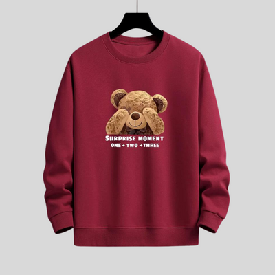 Montiqeu - Slogan Bear Slogan Print Relax Fit Sweatshirt Voor Mannen