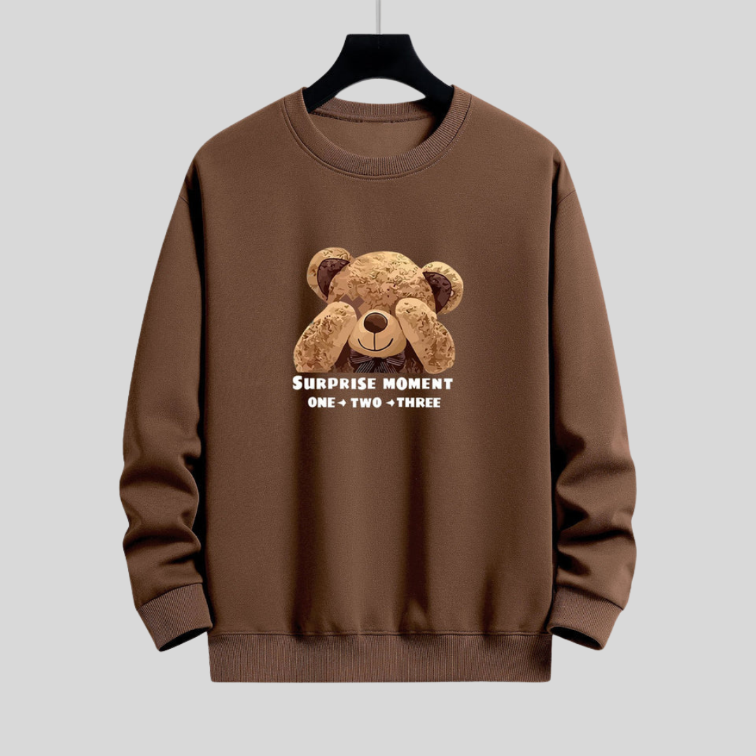 Montiqeu - Slogan Bear Slogan Print Relax Fit Sweatshirt Voor Mannen