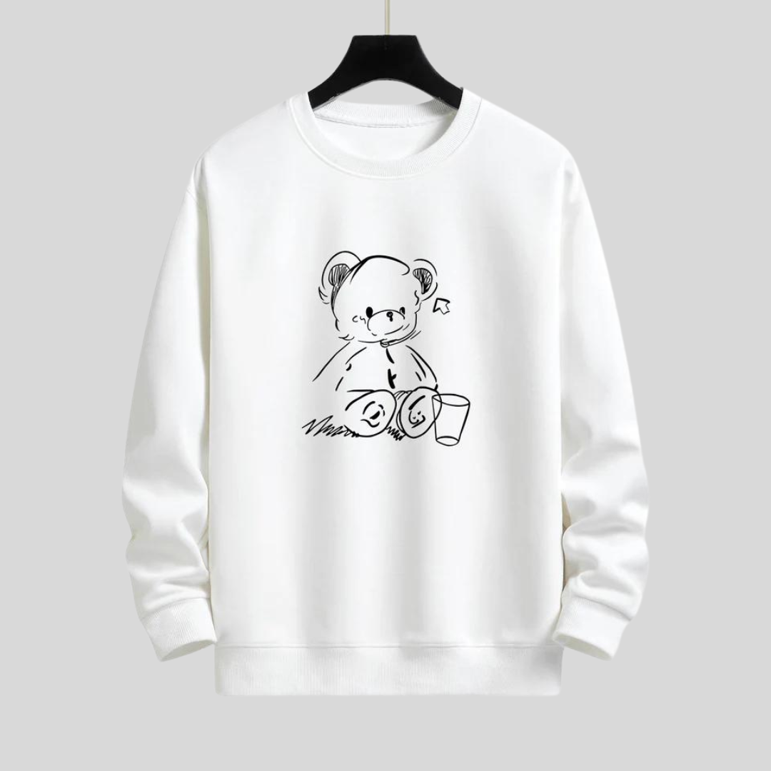 Montiqeu - Bear Print Relax Fit Sweatshirt Voor Mannen