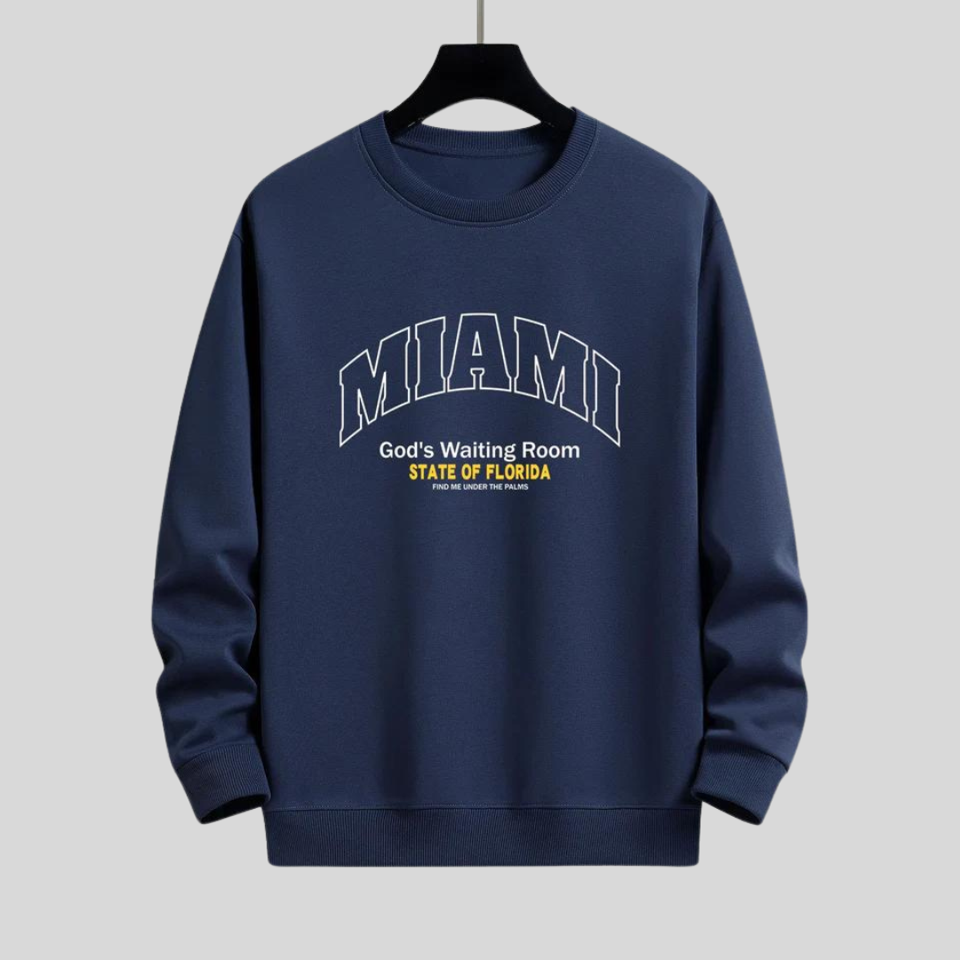 Montiqeu - Miami Slogan Print Relax Fit Sweatshirt