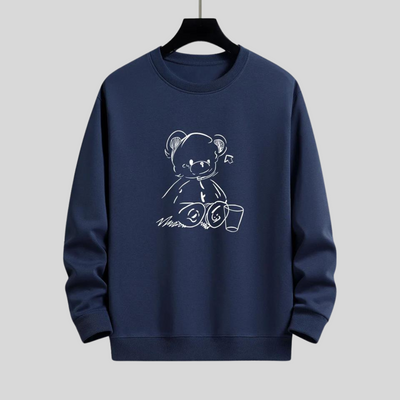 Montiqeu - Bear Print Relax Fit Sweatshirt Voor Mannen