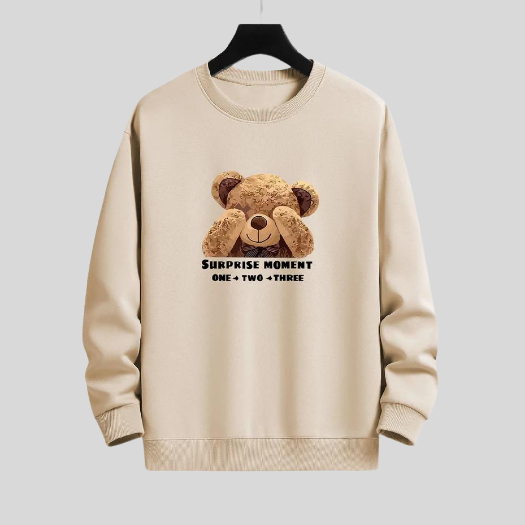 Montiqeu - Slogan Bear Slogan Print Relax Fit Sweatshirt Voor Mannen