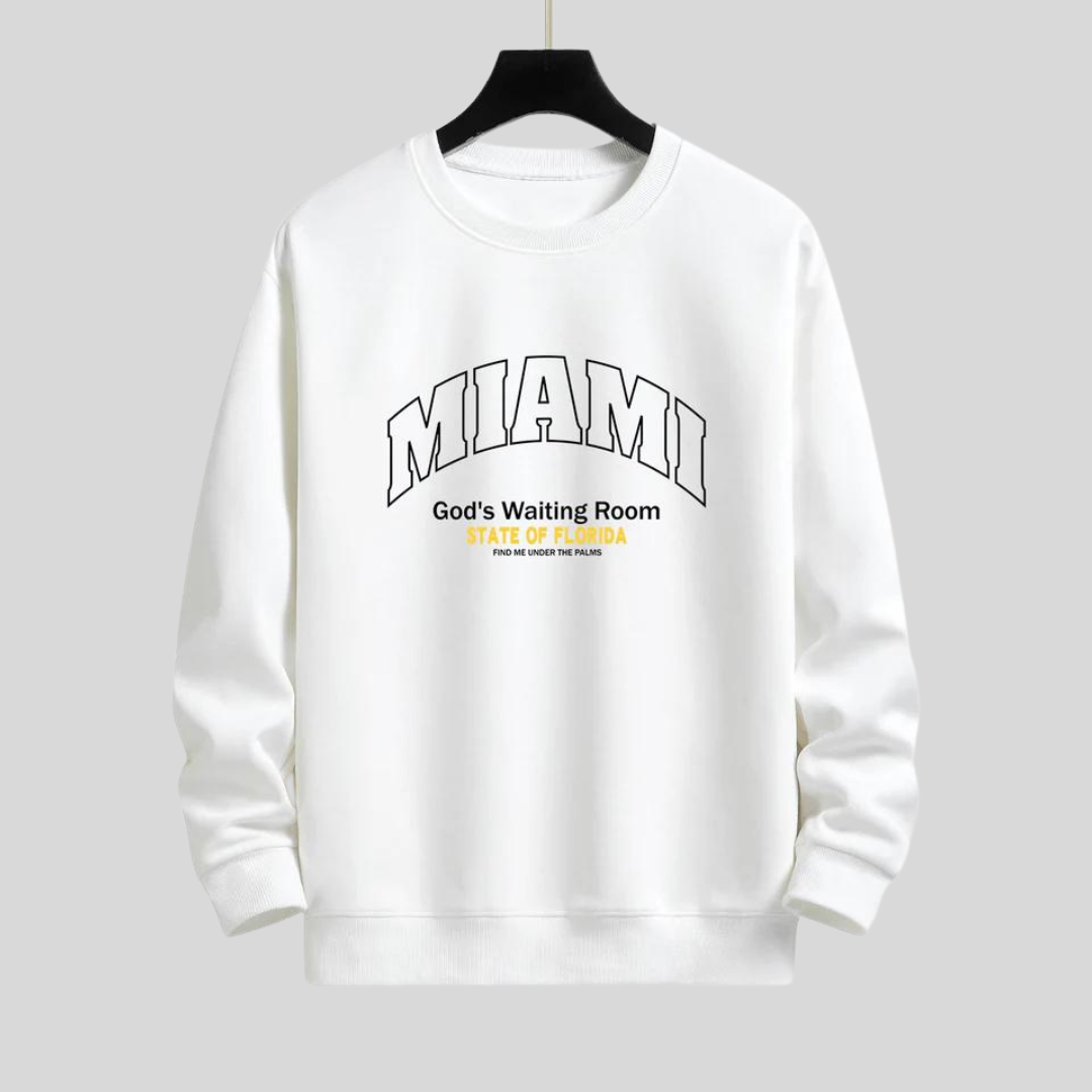 Montiqeu - Miami Slogan Print Relax Fit Sweatshirt