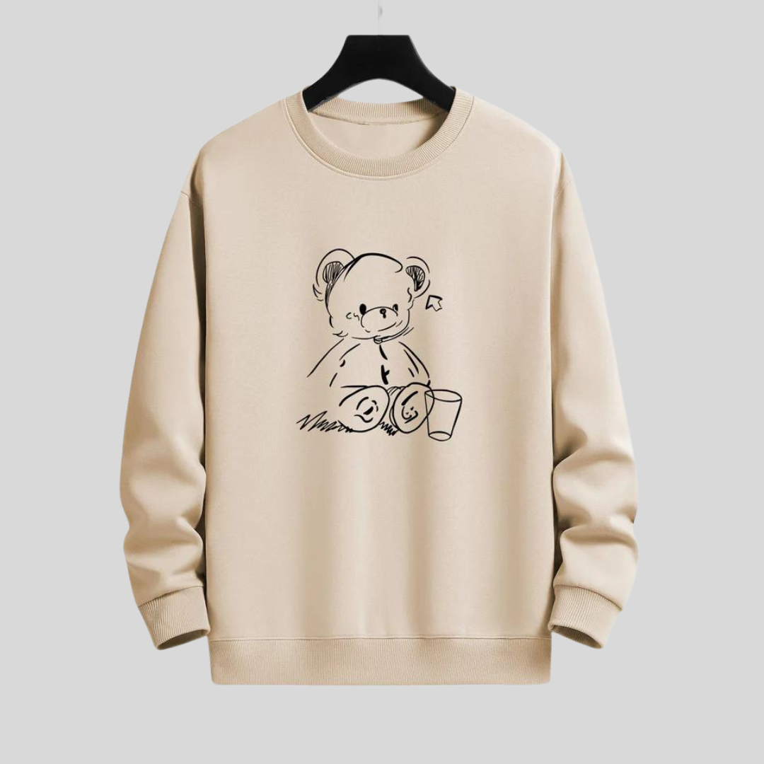 Montiqeu - Bear Print Relax Fit Sweatshirt Voor Mannen