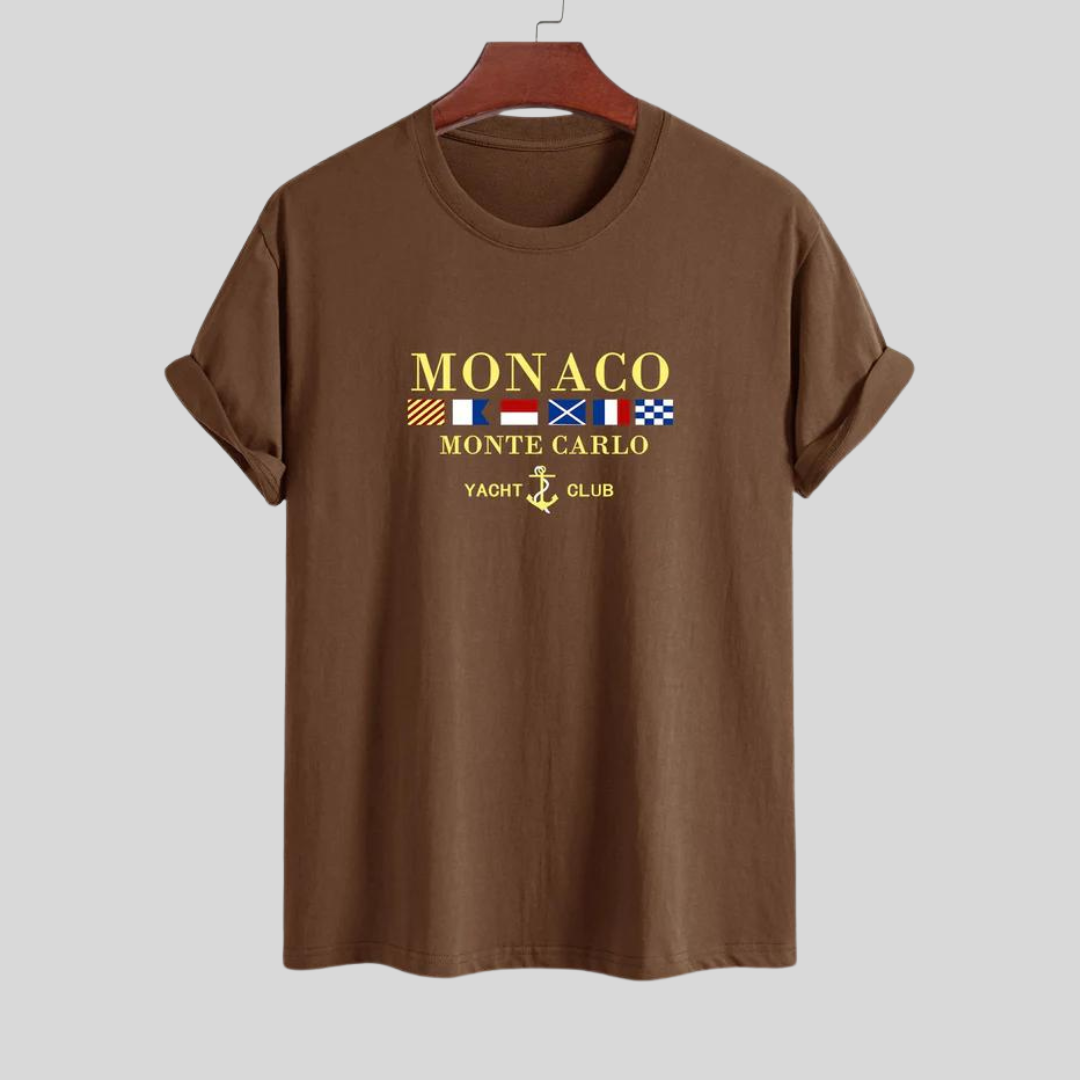 Montiqeu - Regular Fit Monaco Slogan Print Katoenen T-Shirt