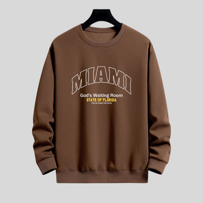 Montiqeu - Miami Slogan Print Relax Fit Sweatshirt