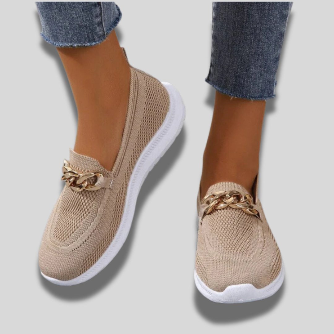 Montique - Stijlvolle orthopedische Instapsneakers met Gouden Accent voor Dames