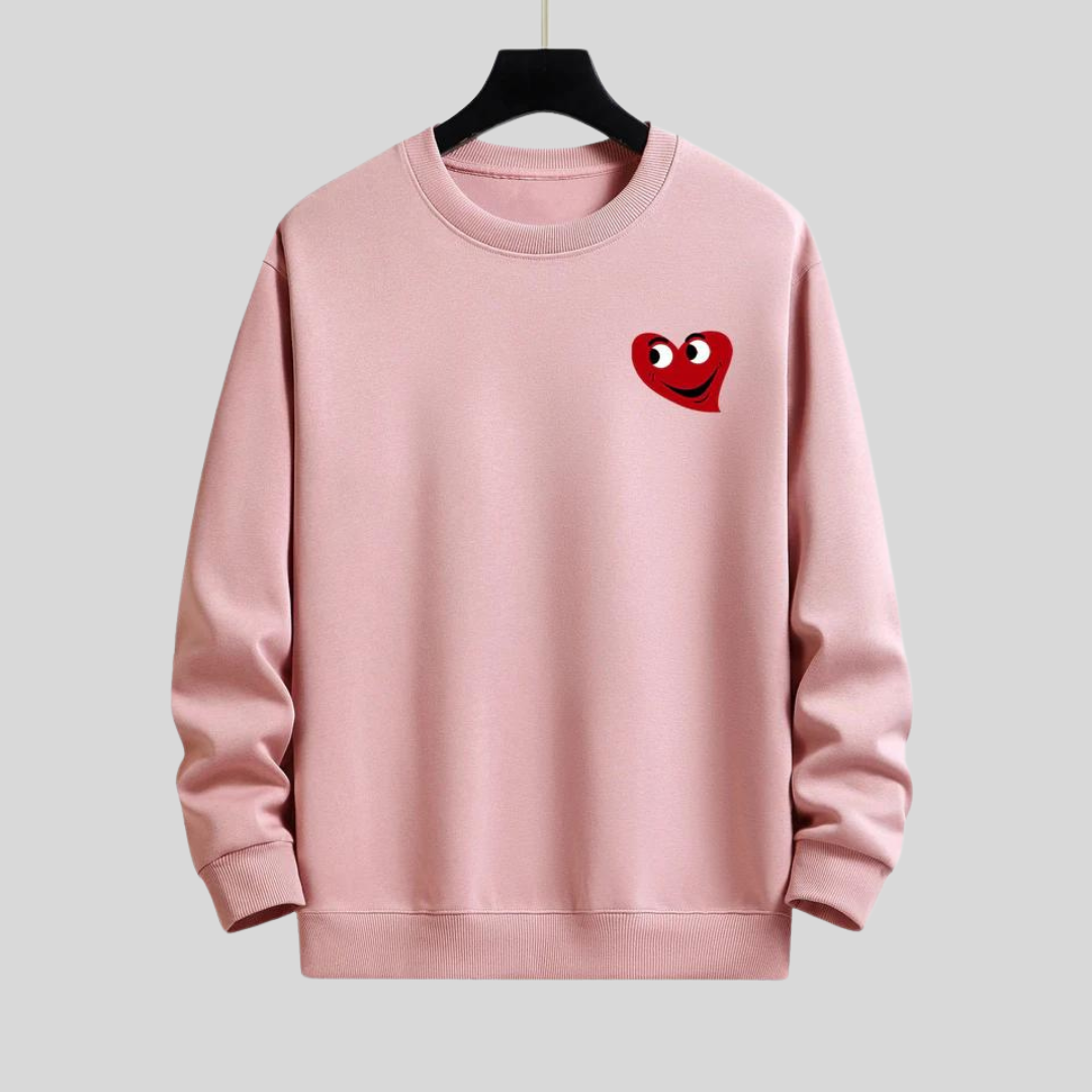 Monique - hartvormige smiley face print ontspannen fit sweatshirt voor mannen