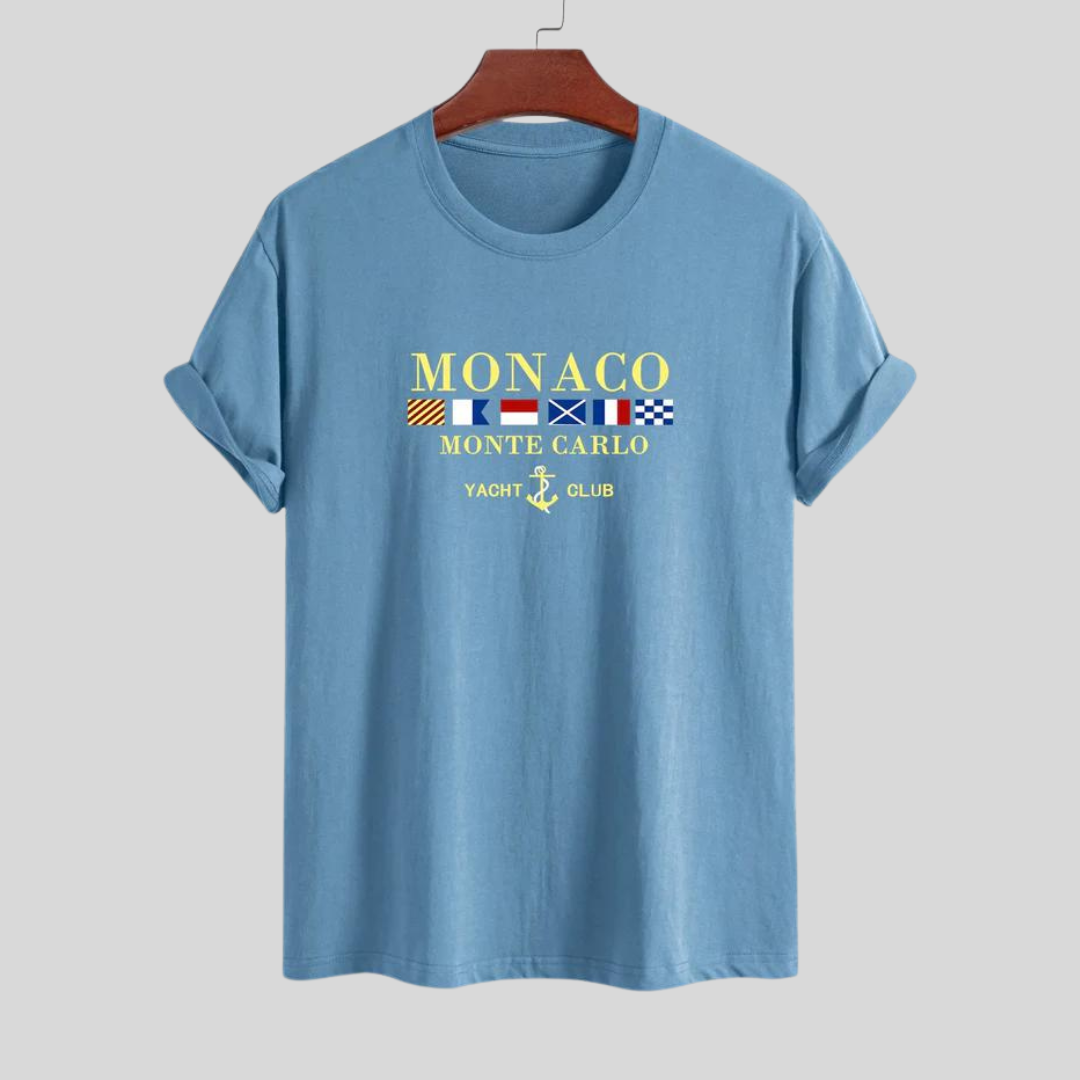 Montiqeu - Regular Fit Monaco Slogan Print Katoenen T-Shirt