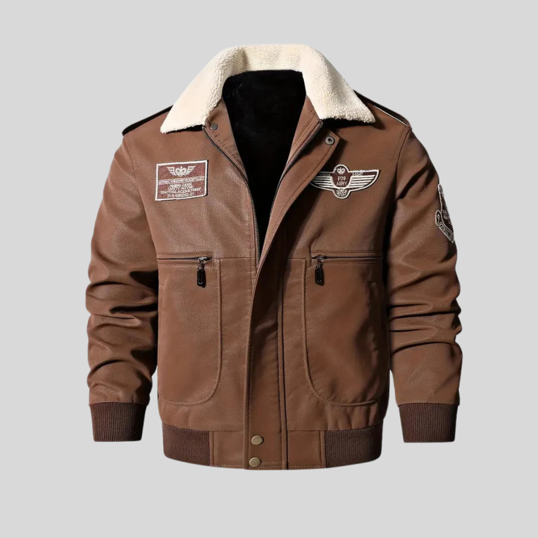 Montique - Aviator Biker Jas met Shearling Kraag voor Heren