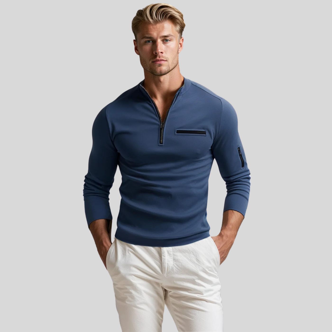 Montique - Luxe Quarter-Zip Polo