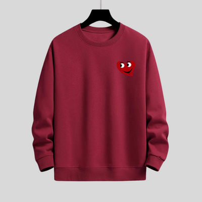 Monique - hartvormige smiley face print ontspannen fit sweatshirt voor mannen