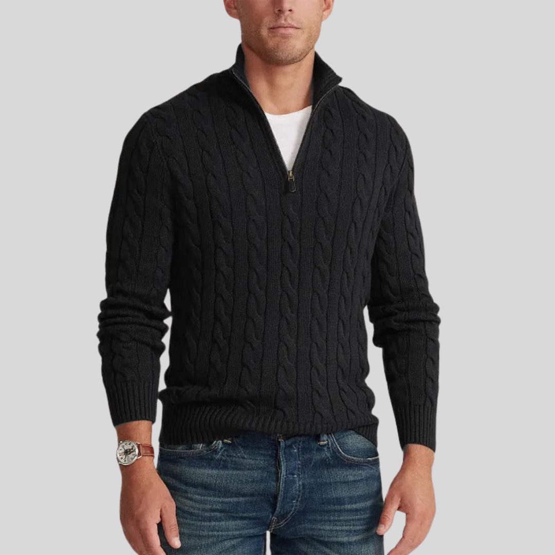 Montiqeu - Cable Knit Zip Trui