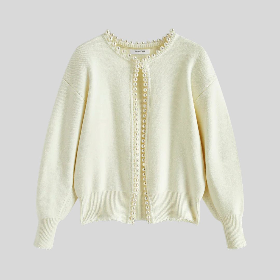 Montique - Elegante Cardigan voor Vrouwen met Pareldetail