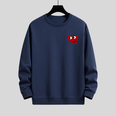 Monique - hartvormige smiley face print ontspannen fit sweatshirt voor mannen