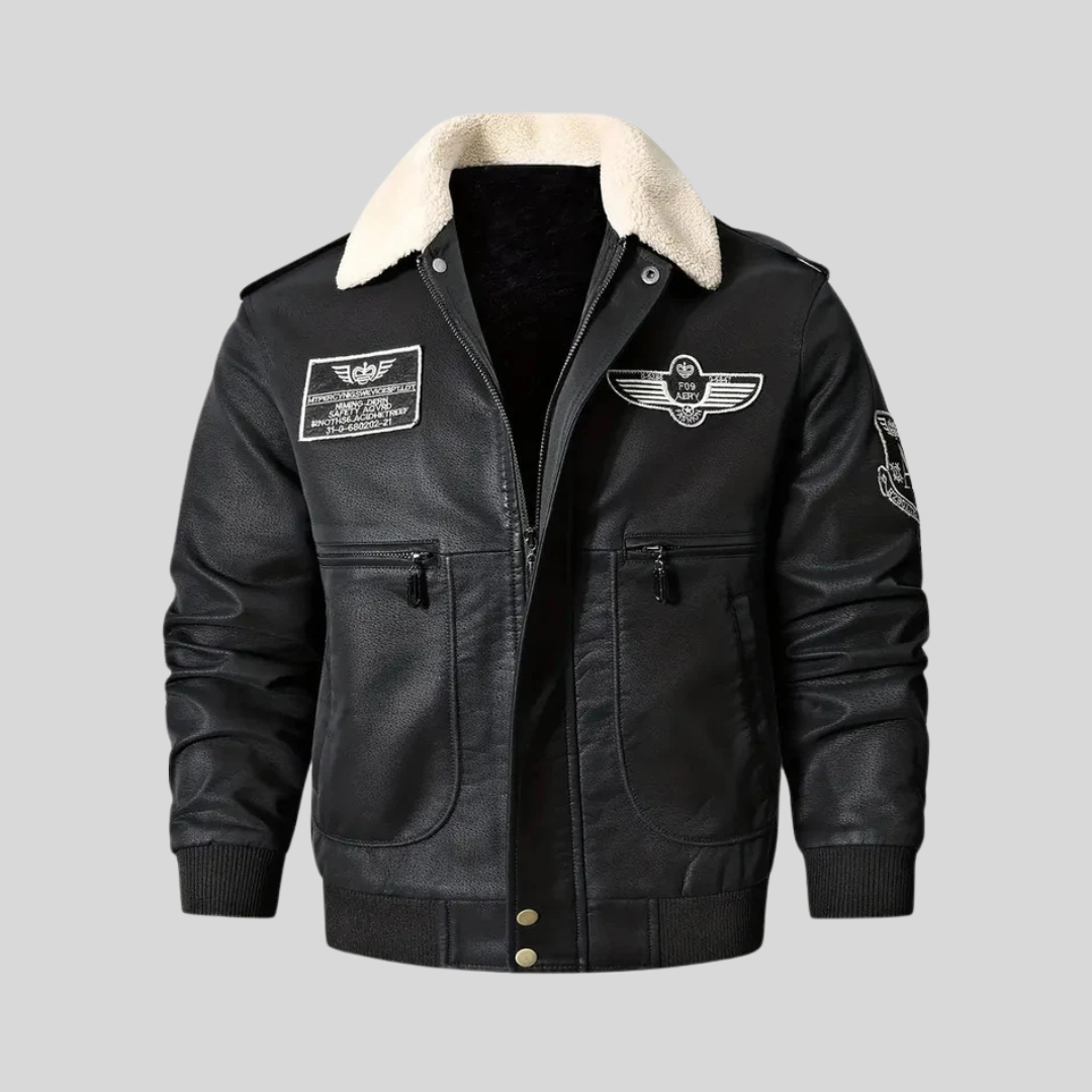 Montique - Aviator Biker Jas met Shearling Kraag voor Heren