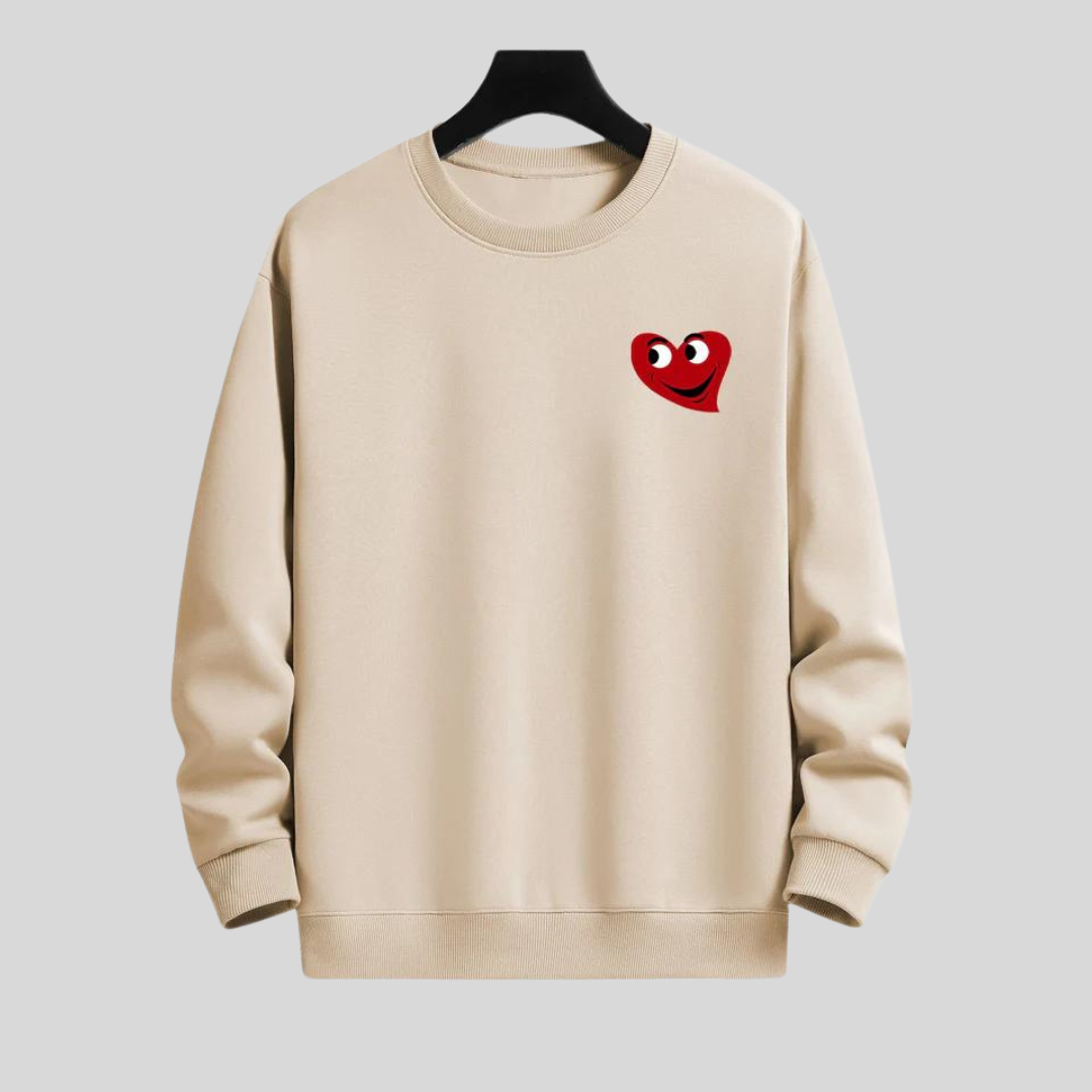 Monique - hartvormige smiley face print ontspannen fit sweatshirt voor mannen