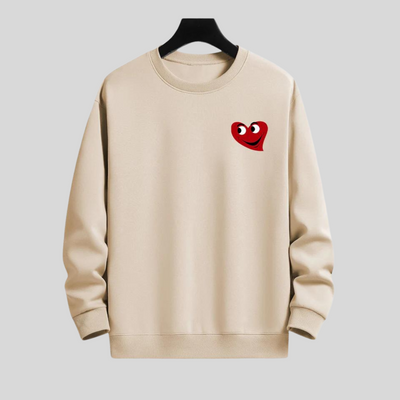 Monique - hartvormige smiley face print ontspannen fit sweatshirt voor mannen