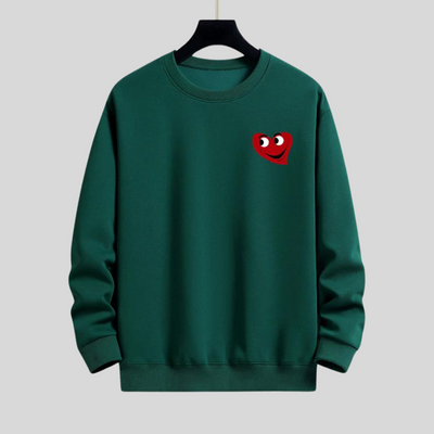 Monique - hartvormige smiley face print ontspannen fit sweatshirt voor mannen