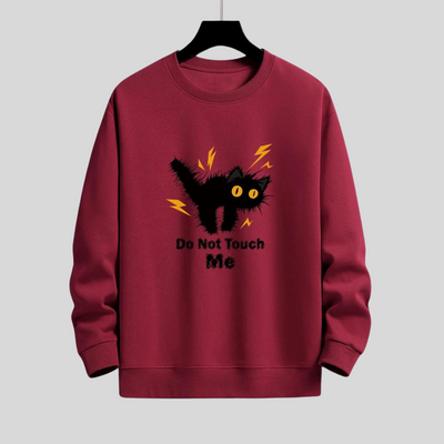 Montiqeu - Angry Cat Print Relaxed Fit Sweatshirt Voor Mannen