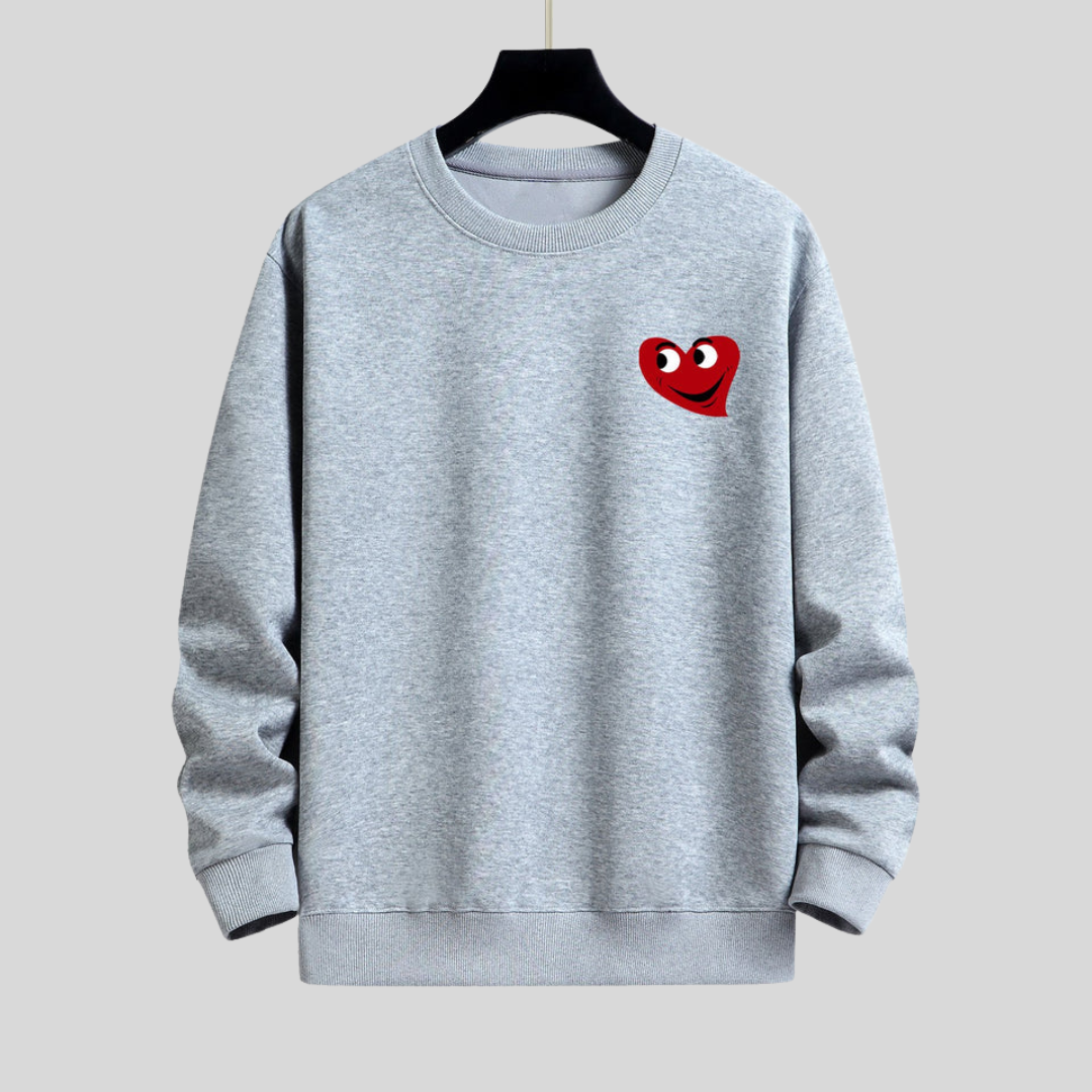 Monique - hartvormige smiley face print ontspannen fit sweatshirt voor mannen