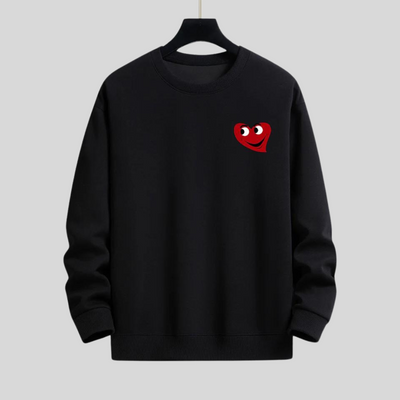 Monique - hartvormige smiley face print ontspannen fit sweatshirt voor mannen