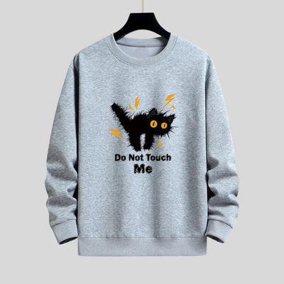 Montiqeu - Angry Cat Print Relaxed Fit Sweatshirt Voor Mannen