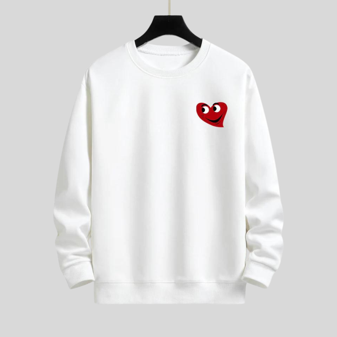 Monique - hartvormige smiley face print ontspannen fit sweatshirt voor mannen