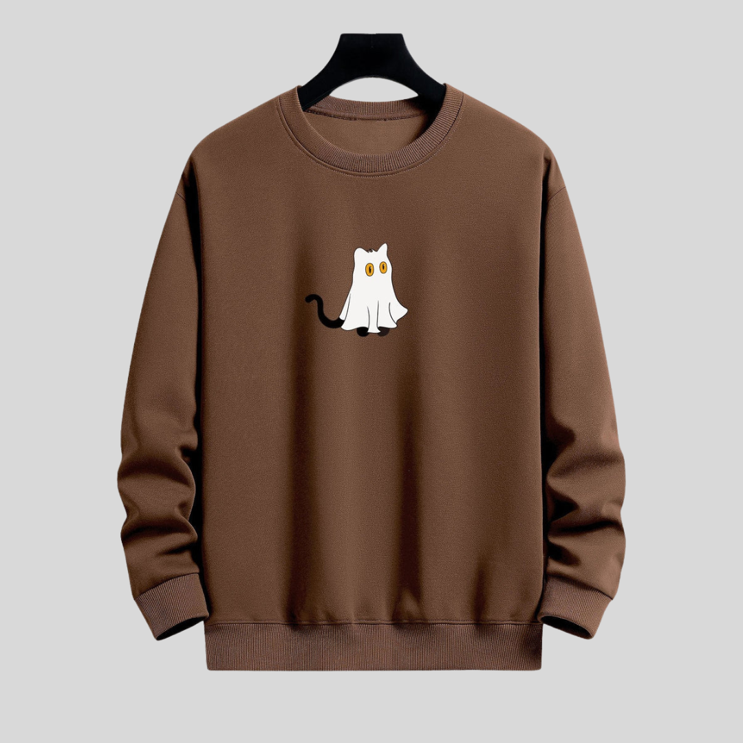 Montiqeu - Cat Ghost Relax Fit Sweatshirt Voor Mannen