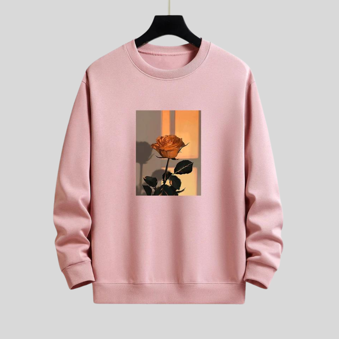 Montiqeu - Sunset Rose Print Relax Fit Sweatshirt