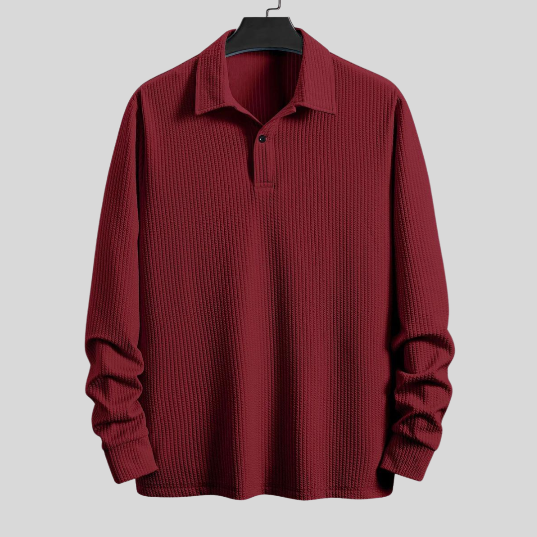 Montiqeu - Long Sleeve Ribbed Polo Voor Mannen