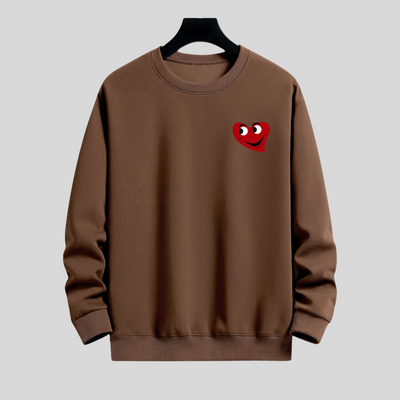 Monique - hartvormige smiley face print ontspannen fit sweatshirt voor mannen