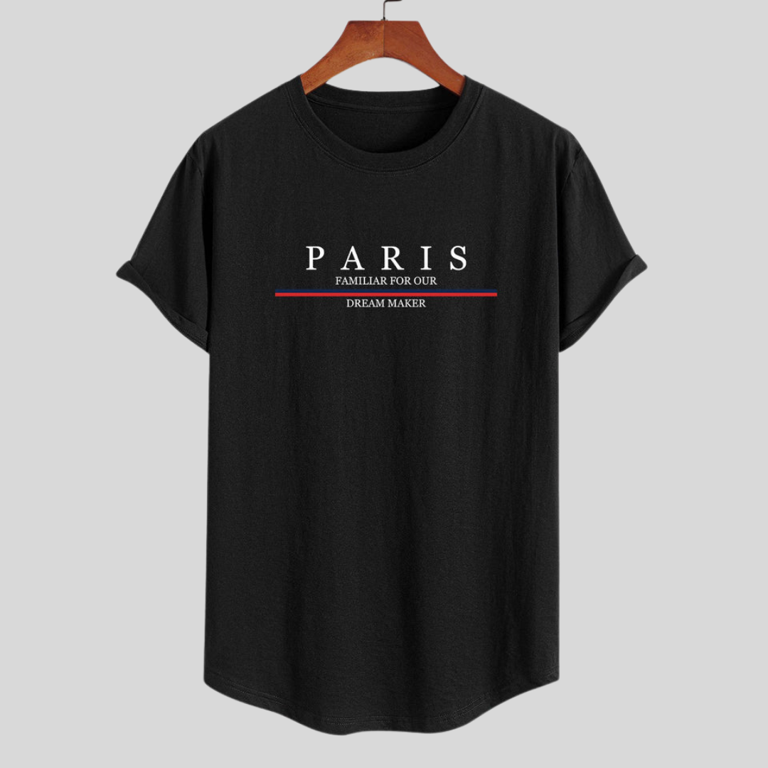 Montiqeu - Gestreept Paris Slogan Print Katoenen Arc Home T-Shirt