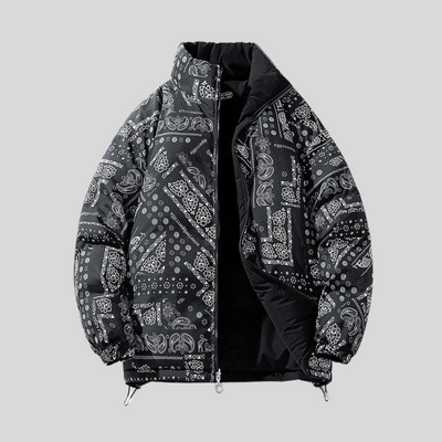 Montiqeu - Omkeerbare Paisley Puffer Jas